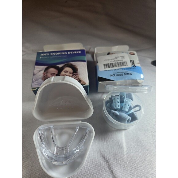 Anti Snoring Kit, Silicone Mouth Piece Guard and 10 Pairs of Nose Guards - Picture 1 of 1